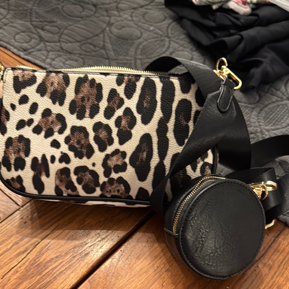 Brown and Black Crossbody Bags with Gold Hardware